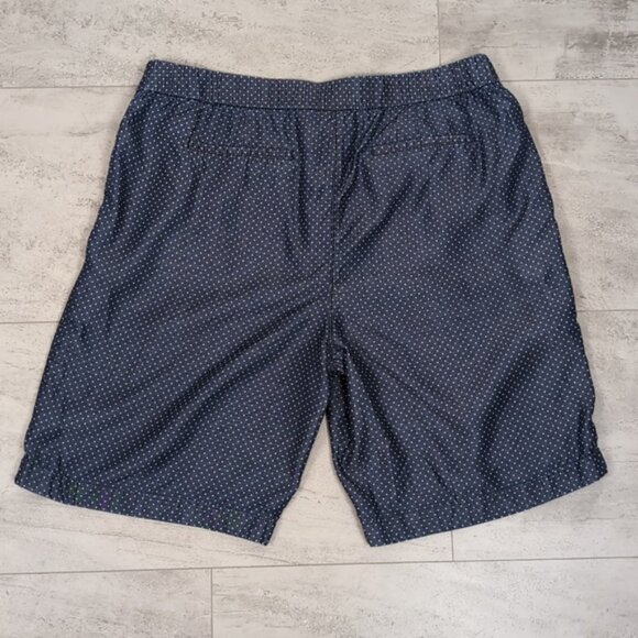 Chicos Polka Dot Lyocell Shorts Navy Lightweight Pleated Elastic Waist Bermuda - Picture 7 of 11